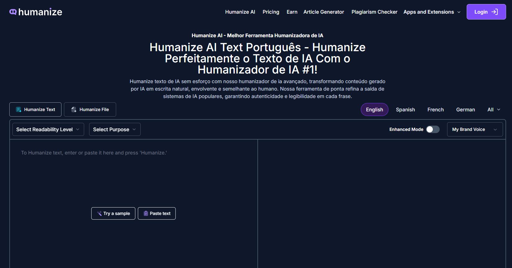 pagina-do-humanizador-de-ia-da-humanize-ai-text