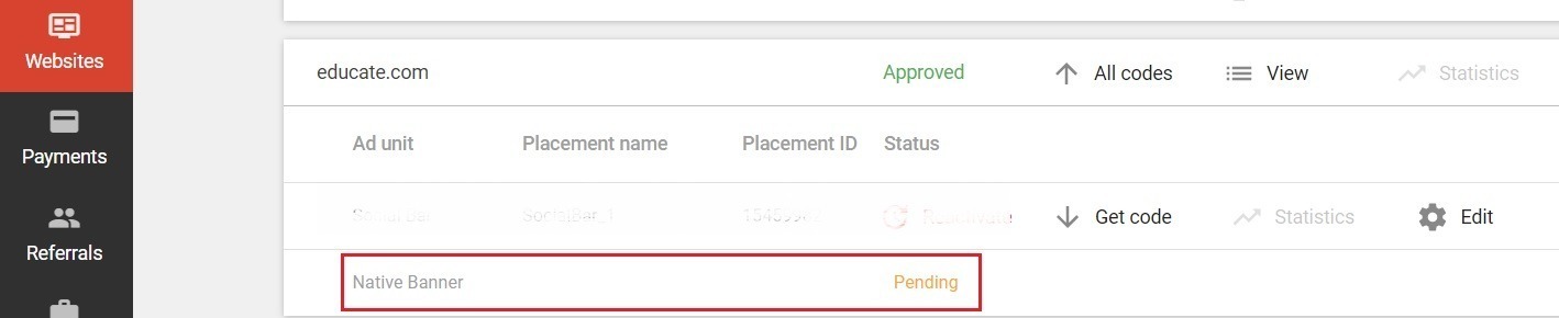 How to get a native banner&rsquo;s code from Adsterra? - 1