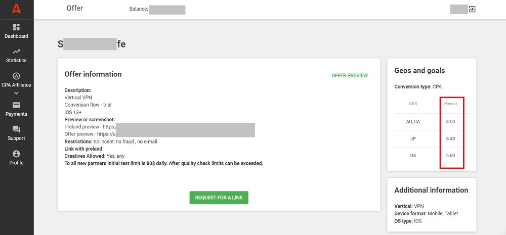 Payouts can vary depending on a user geolocation