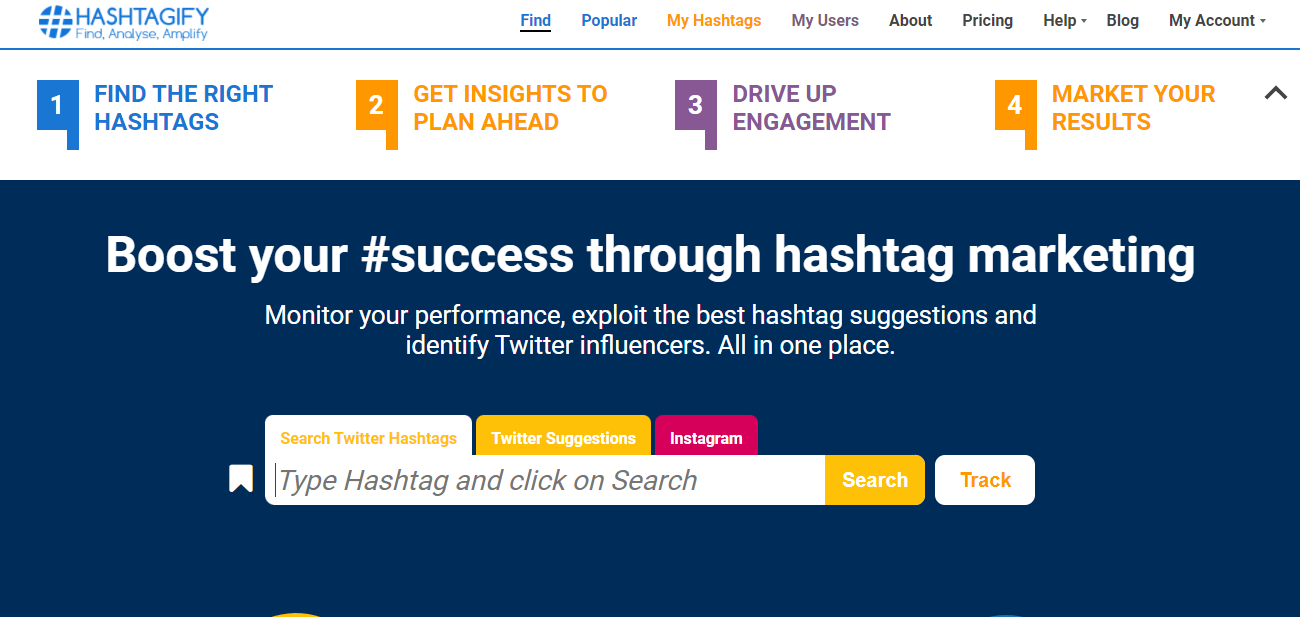 Hashtagify home page