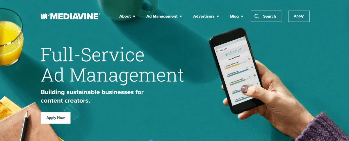 mediavine-ad-management-for-content-creators-homepage