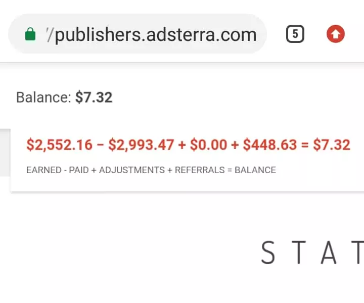Monthly earnings with Adsterra