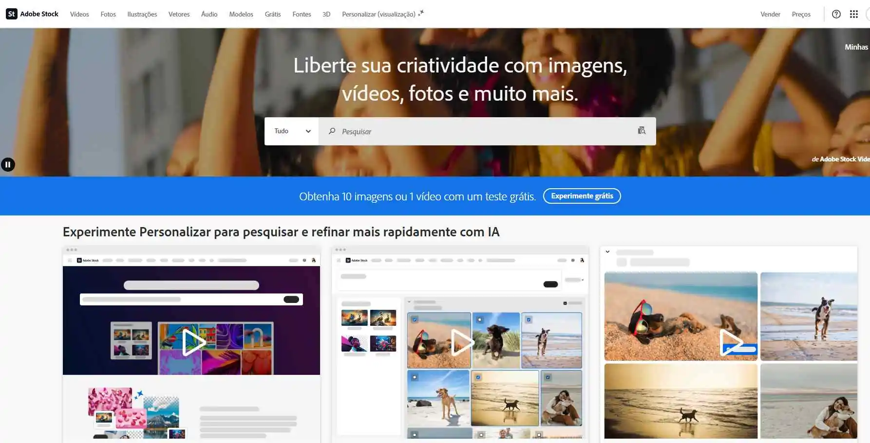 pagina-de-comeco-da-adobe-stock