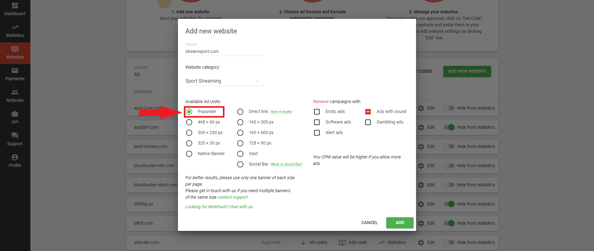 ¿Cómo colocar anuncios Popunder en un sitio web y comenzar a ganar dinero?